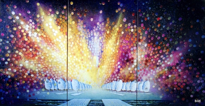 Reminiszenz 5, Allee 1, 2001, Acryl auf Leinwand, 110 x 210 cm • Ανάμνηση 5, Λεωφορος 1, Ακρυλικά σε μουσαμά