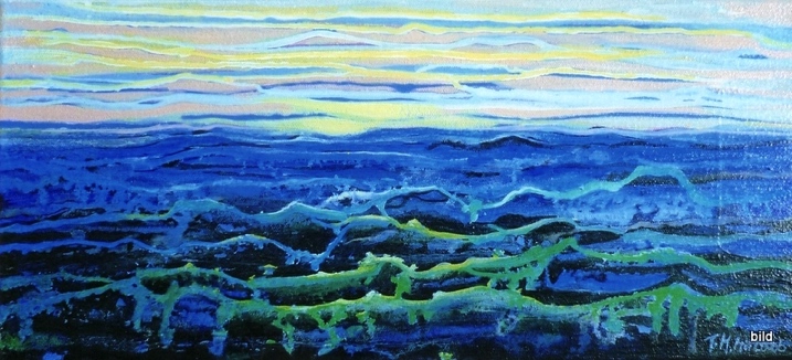 Nasse Gewalt, 2006, Acryl auf Leinwand, 21 x 46 cm • Υγρός κίνδυνος, Ακρυλικά σέ μουσαμά