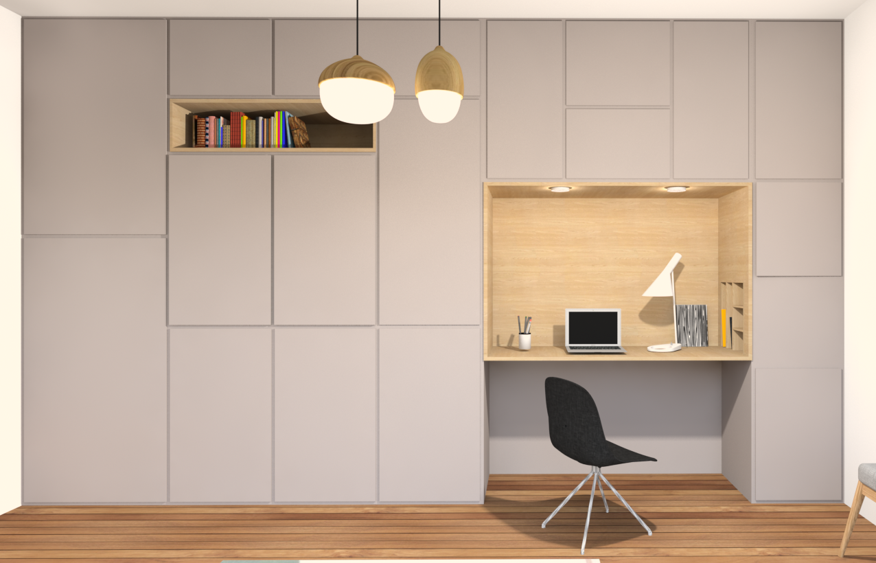 Mur de rangements avec bureau intégré - Ma Jolie Maison, architecture d