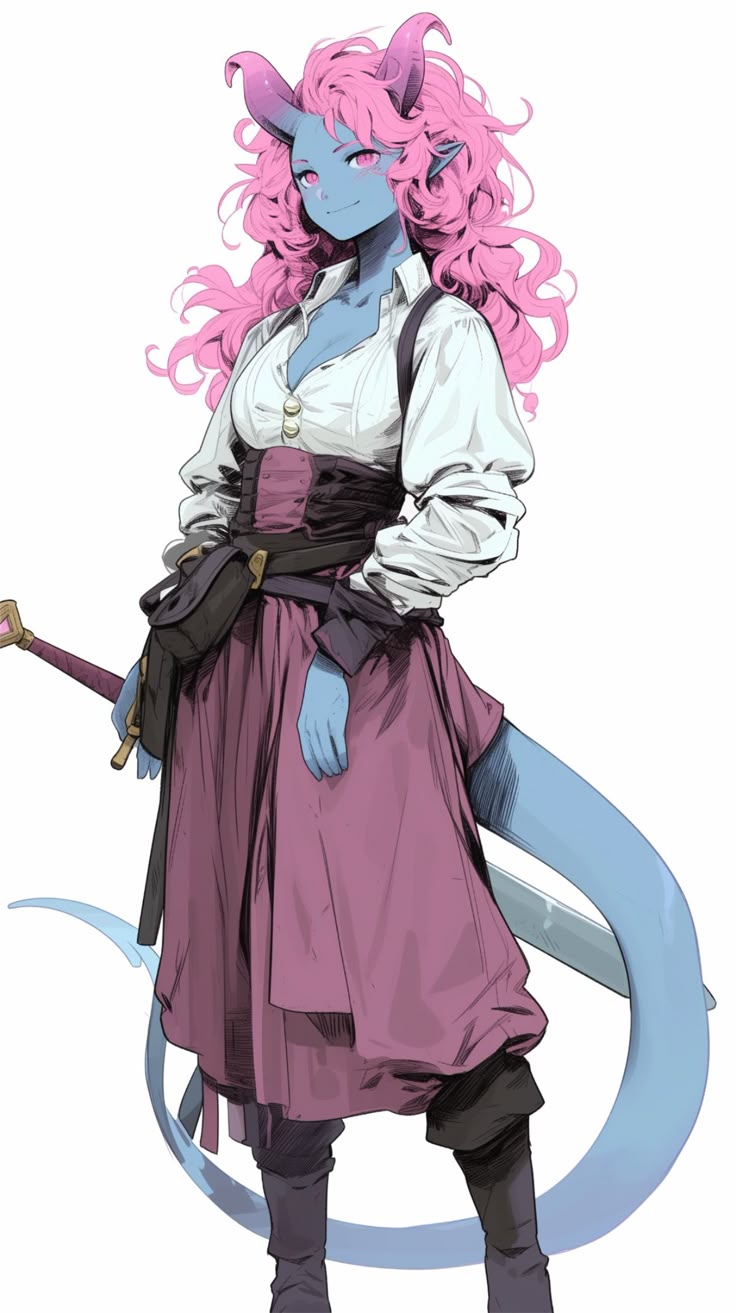 Weiblicher Oni mit blauer Haut