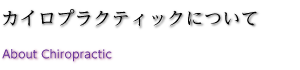 カイロプラクティックについて