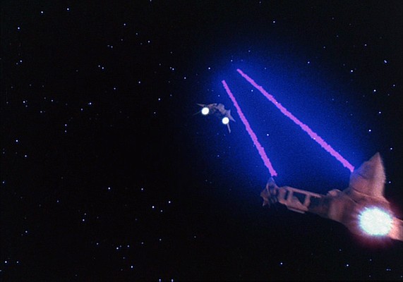 Szenenfoto aus dem Film "Buck Rogers" (Buck Rogers in the 25th Century; USA 1979) von Daniel Haller; Schlacht im All