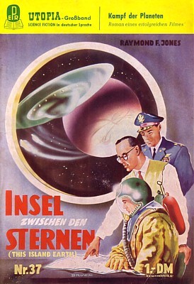 Cover des Heftromans "Insel zwischen den Sternen" von Raymond F. Jones, Utopia Großband 37 (Mai 1956)