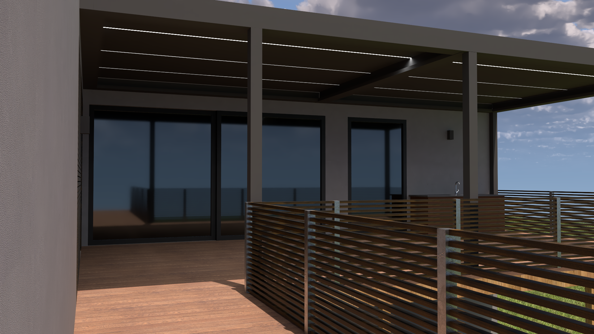 3D Planung eines Terrassendachs mit Lamellen