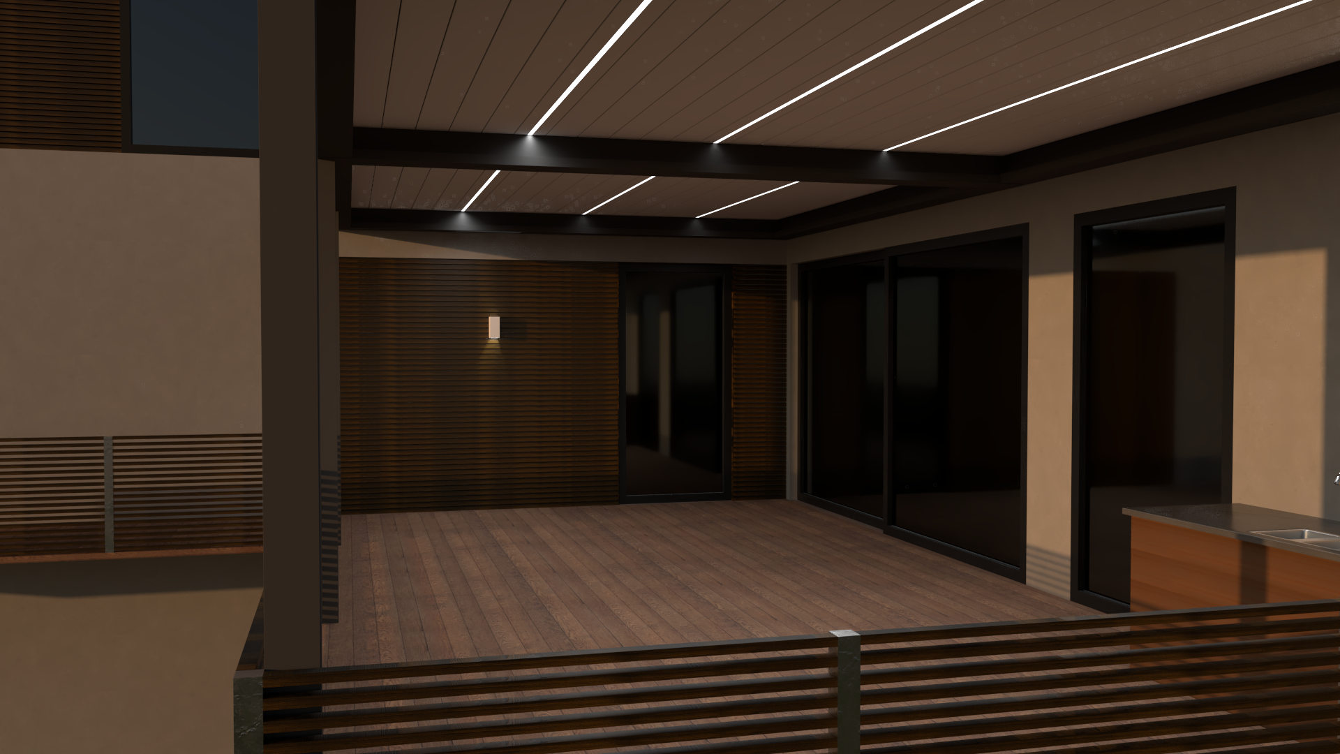 3D Visualisierung einer Pergola von Relux im Bayerischen Wald
