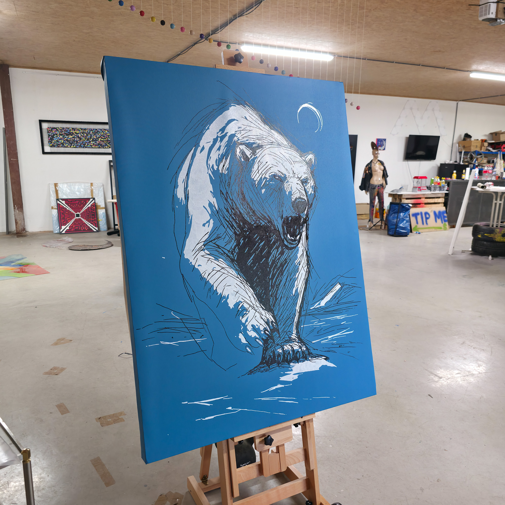 Entstehung - POINT OF NO RETURN - Martin Lingens - WILD SKETCHES - 2025 - Eisbär - Blau - Acryl