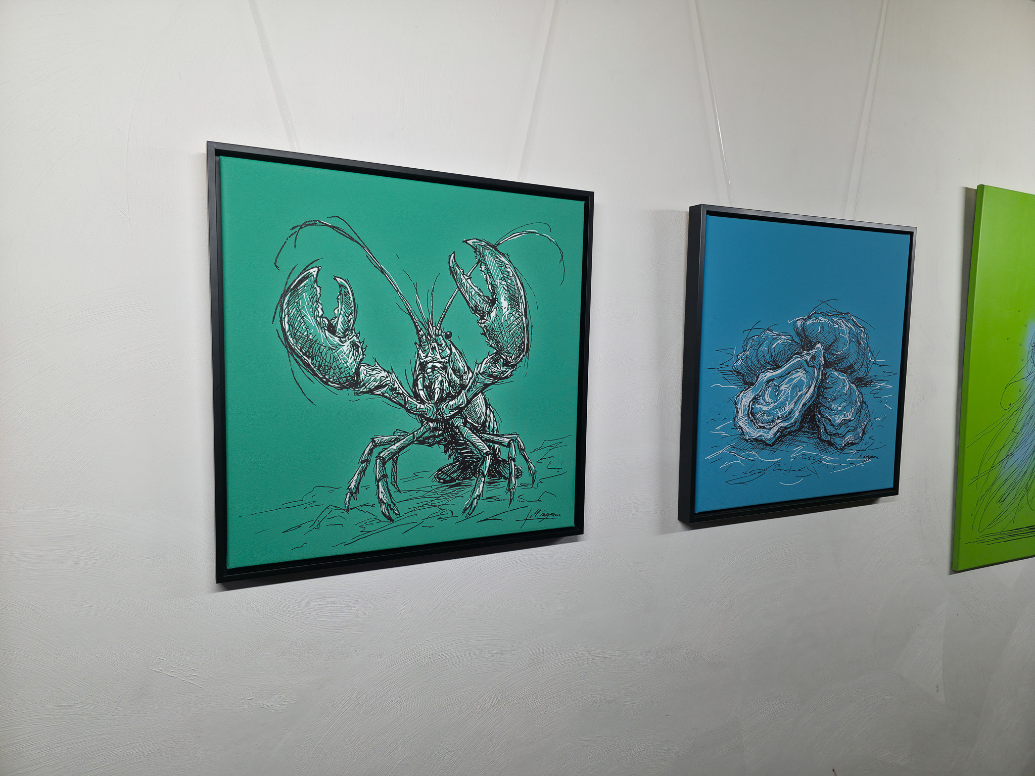Entstehung von "STANDING GROUND II". Wild Sketches Serie, Künstler Martin Lingens, Hummer Gemälde in Grün, 2026
