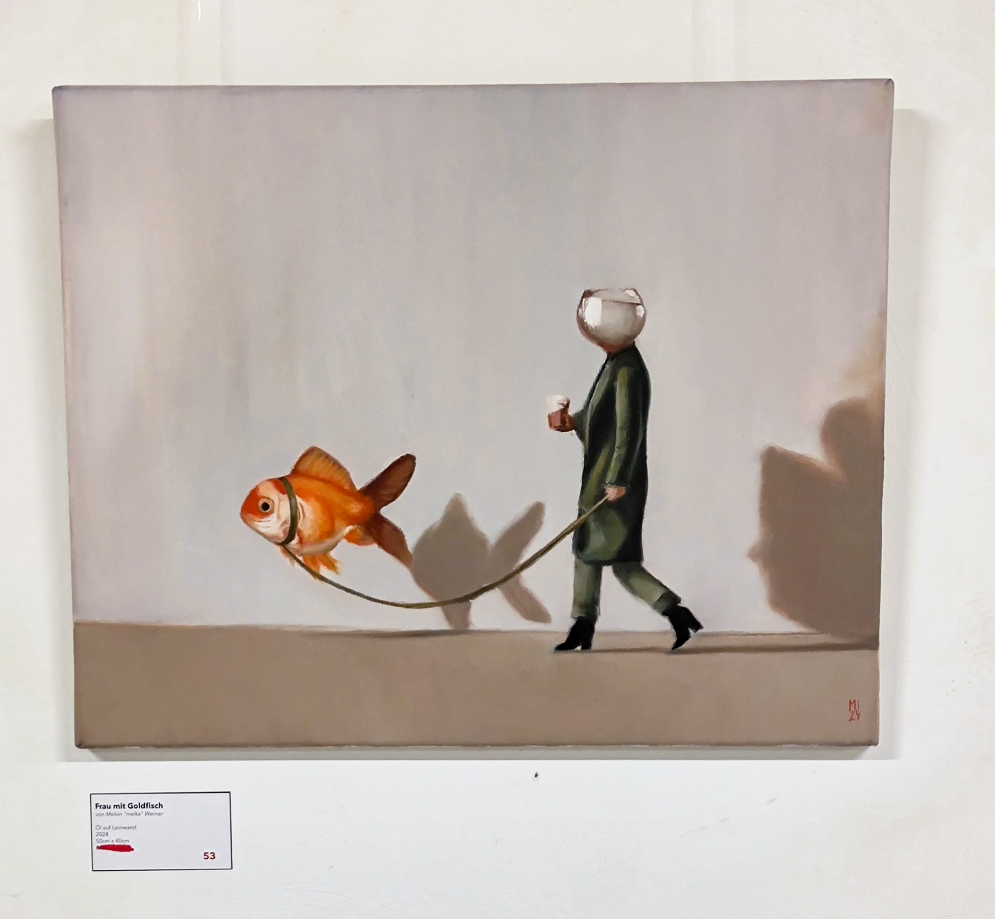 Melvin hat auch direkt schon ein Werk am ersten Ausstellungstag verkauft
