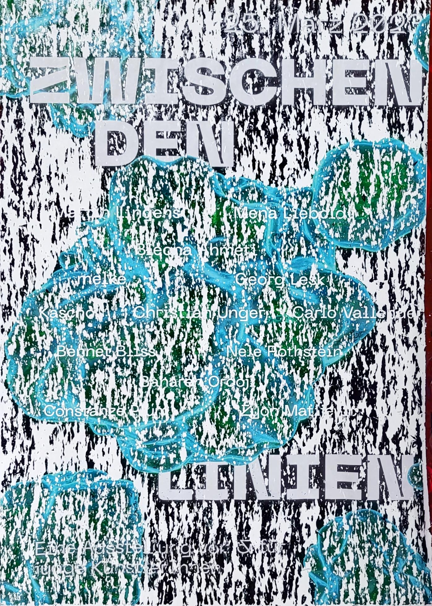 Ausstellung "Zwischen den Linien", Plakat nach einem Tag Regen