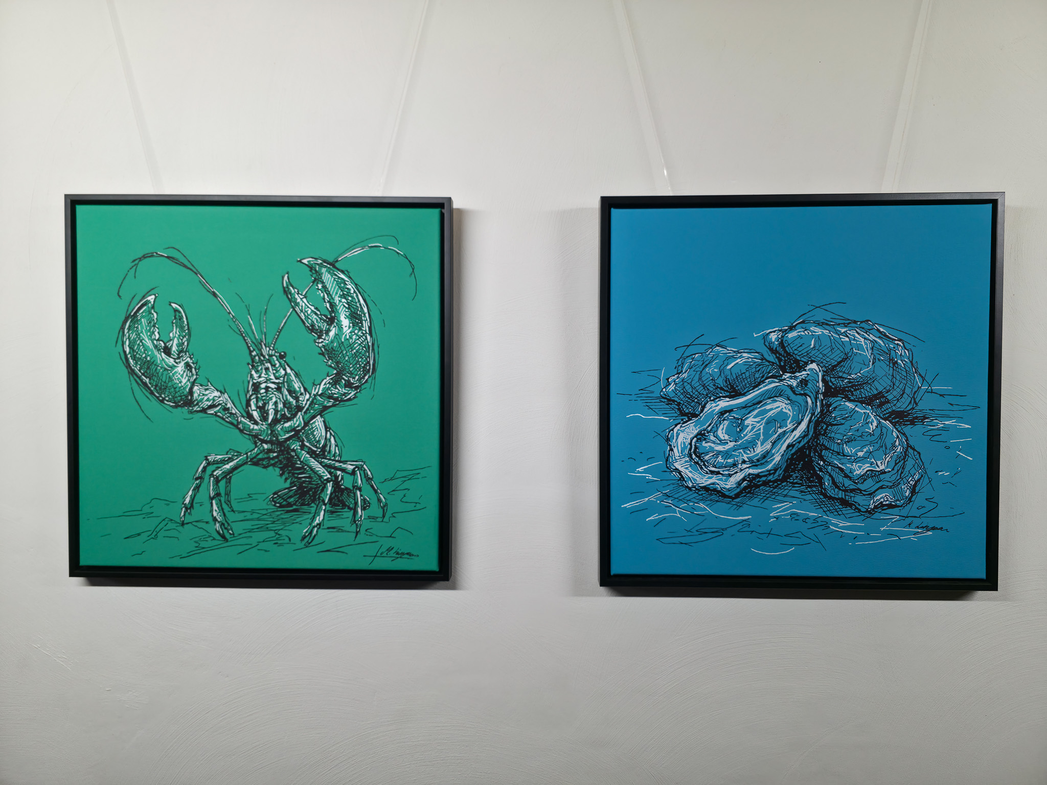 Entstehung von "STANDING GROUND II". Wild Sketches Serie, Künstler Martin Lingens, Hummer Gemälde in Grün, 2026