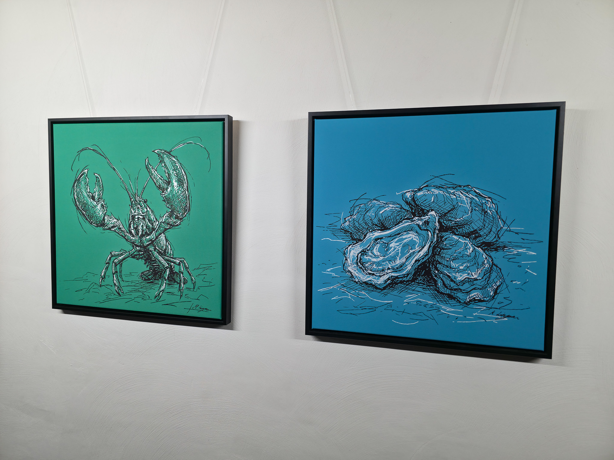 Entstehung von "STANDING GROUND II". Wild Sketches Serie, Künstler Martin Lingens, Hummer Gemälde in Grün, 2026