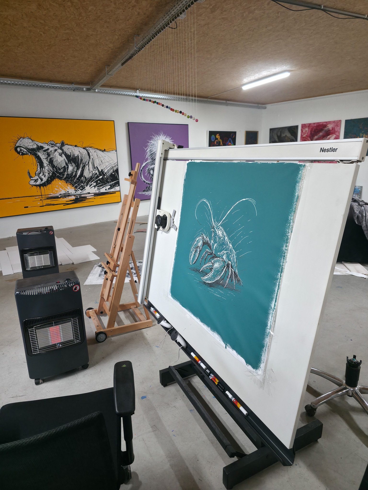Entstehung von "STANDING GROUND", Martin Lingens, Gemälde eines Hummers