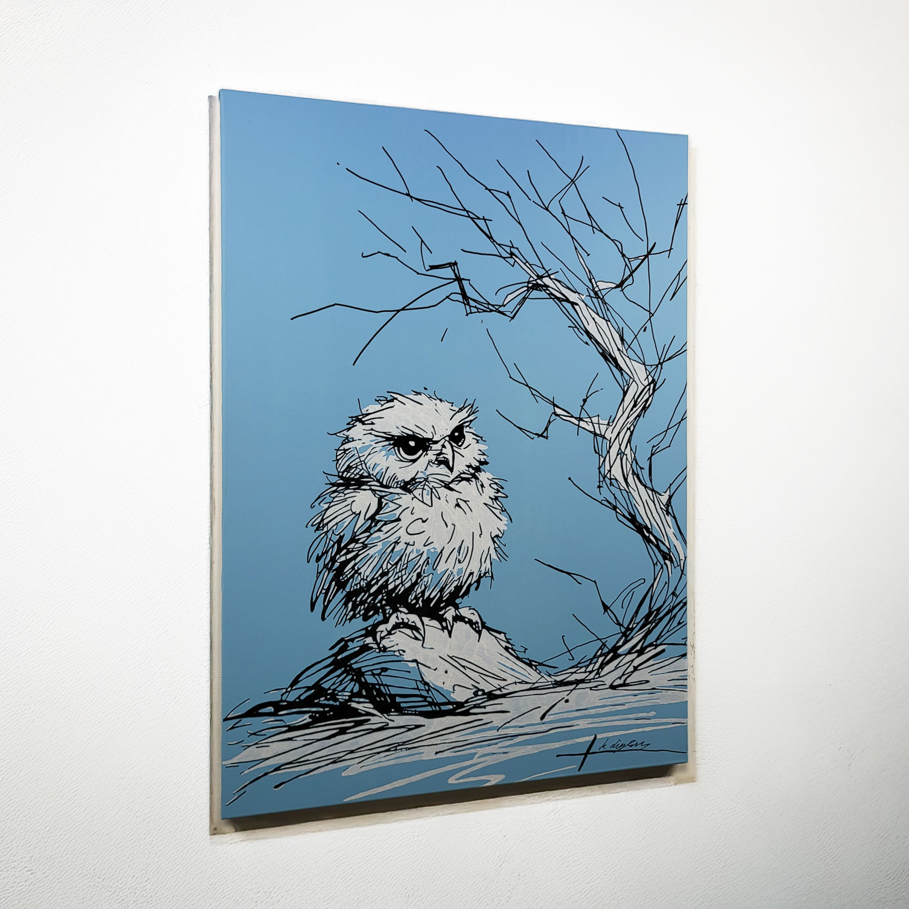 Entstehung von "BIG OWL IS WATCHING YOU", Künstler Martin Lingens, WILD SKETCHES Serie, Eule