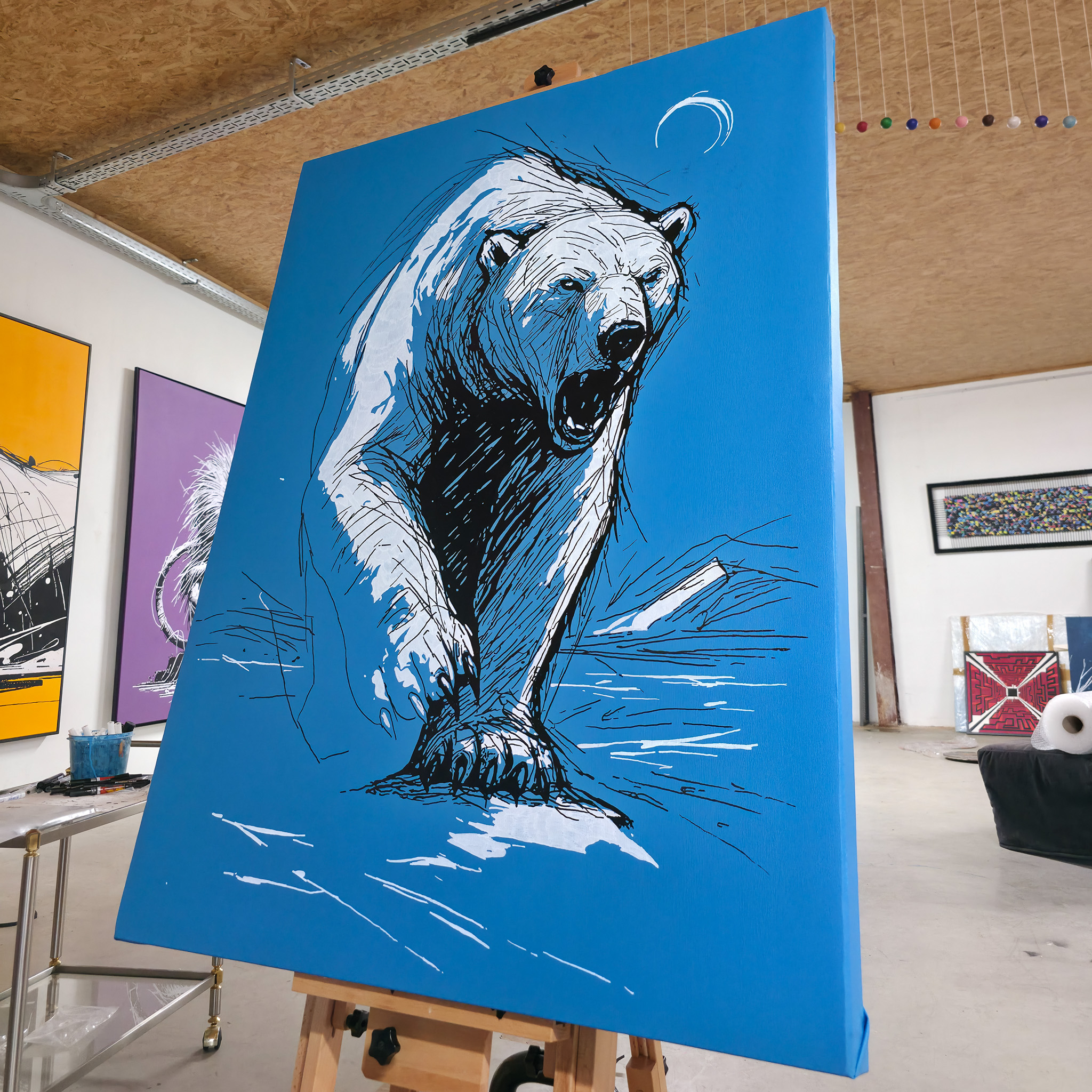 Entstehung - POINT OF NO RETURN - Martin Lingens - WILD SKETCHES - 2025 - Eisbär - Blau - Acryl