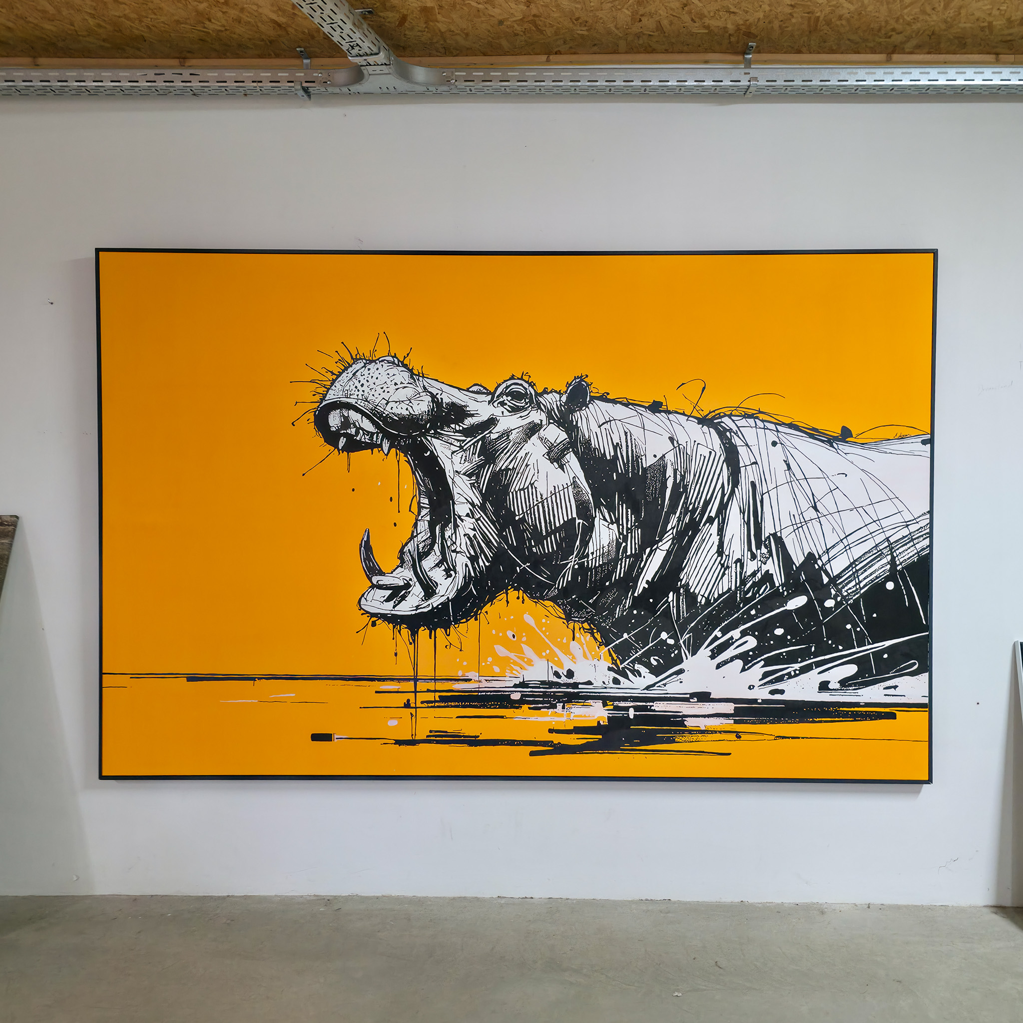 Kunstwerk "HIPPOCALYPSE", Künstler Martin Lingens, WILD SKETCHES Serie, gerahmt