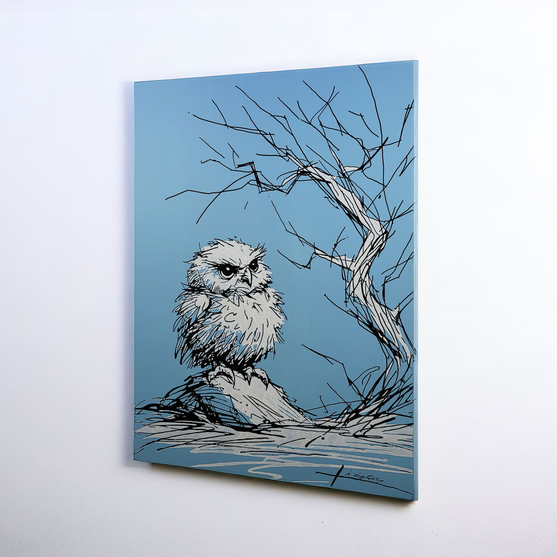 Entstehung von "BIG OWL IS WATCHING YOU", Künstler Martin Lingens, WILD SKETCHES Serie, Eule