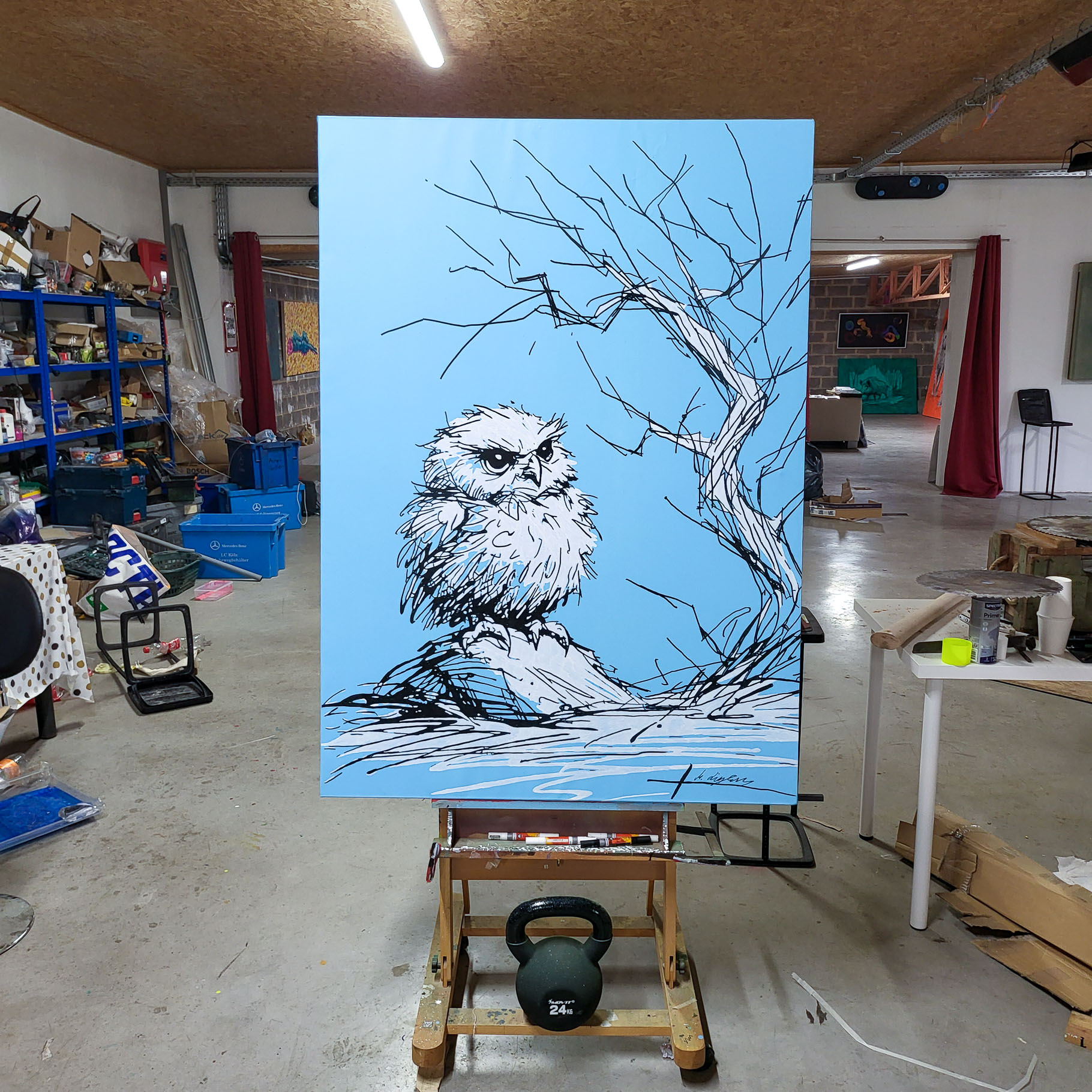 Entstehung von "BIG OWL IS WATCHING YOU", Künstler Martin Lingens, WILD SKETCHES Serie, Eule