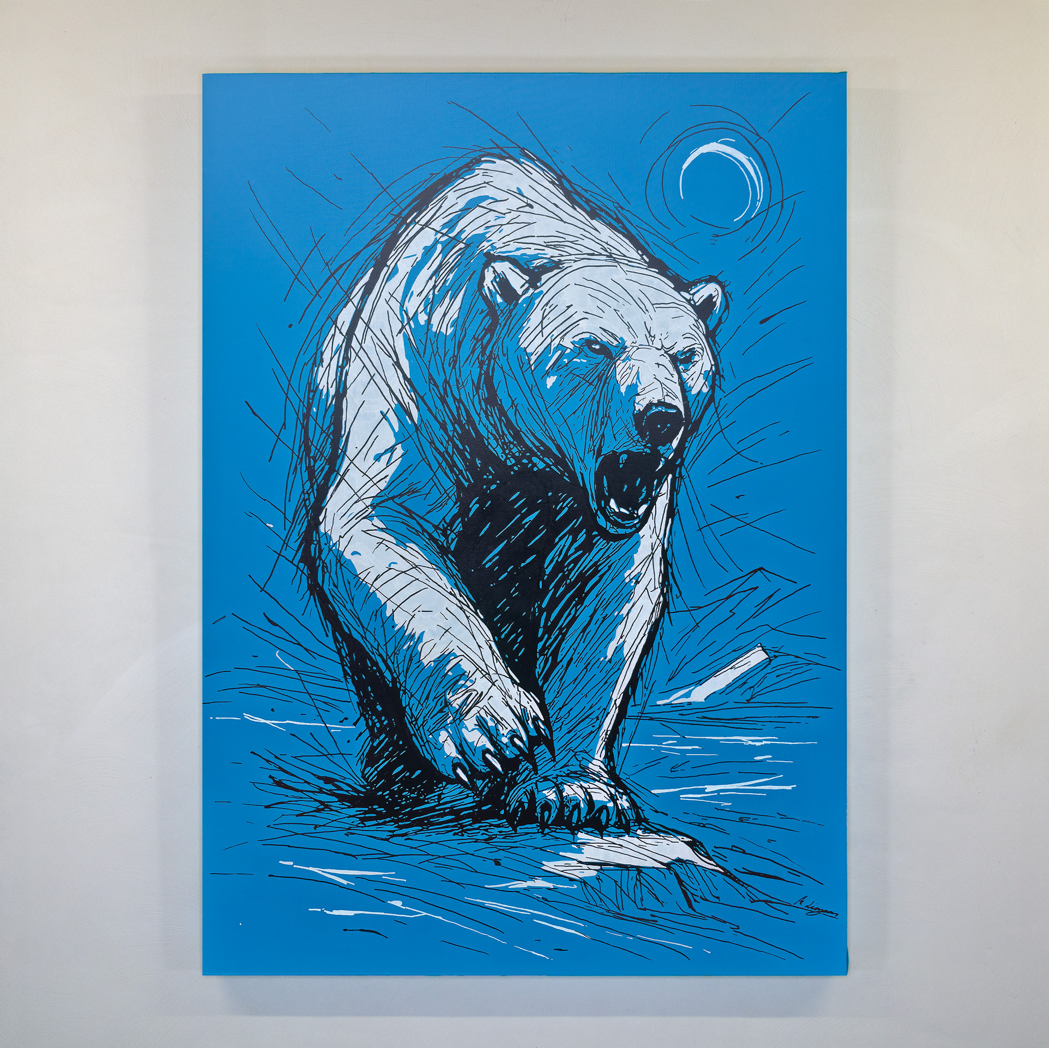 POINT OF NO RETURN - Martin Lingens - WILD SKETCHES - 2025 - Eisbaer - Blau - Acryl - 02