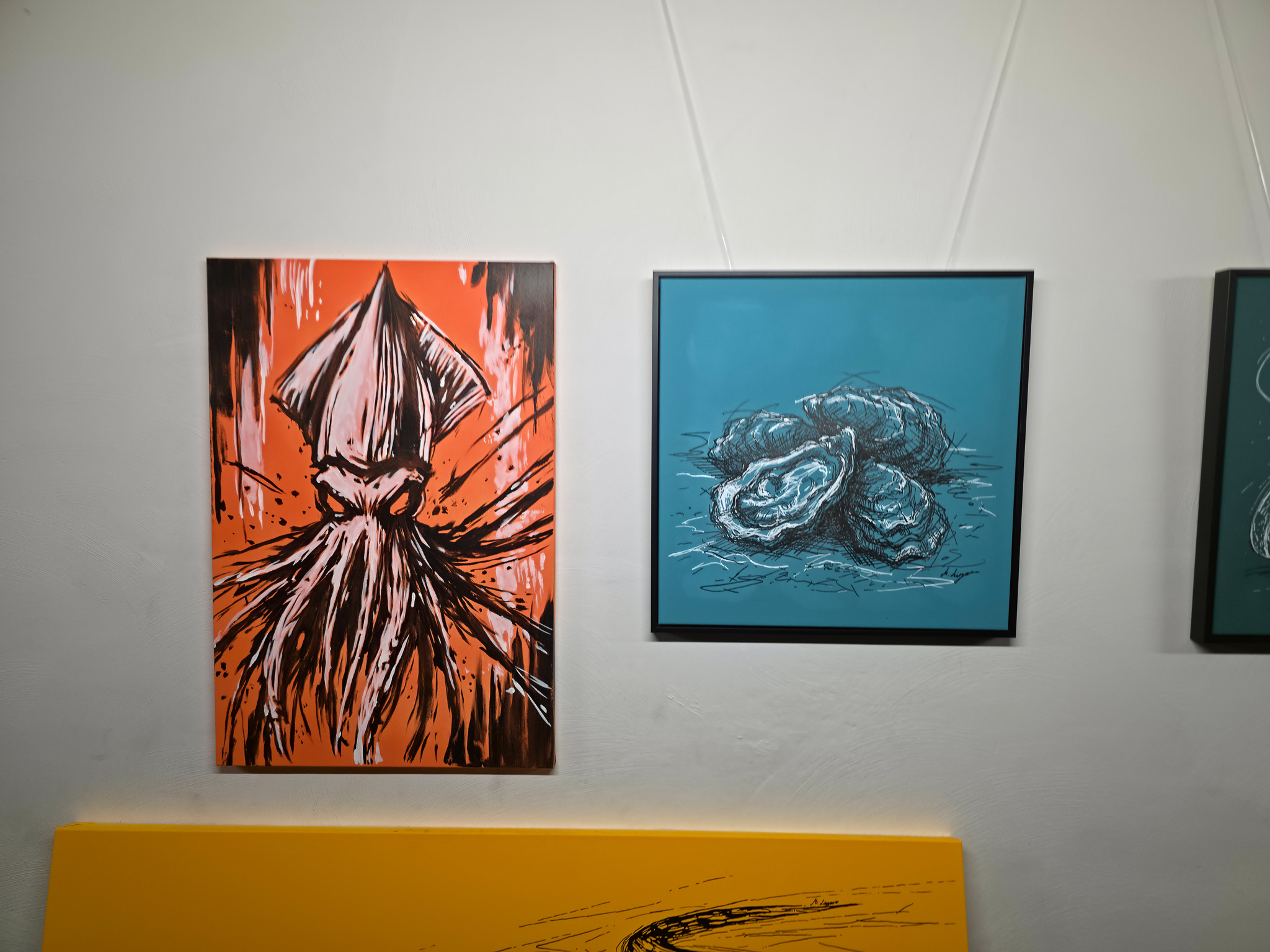 Entstehung von "CLOSED, BUT NEVER EMPTY", Gemälde Austern auf hell Blau, Acryl, Martin Lingens, 2025