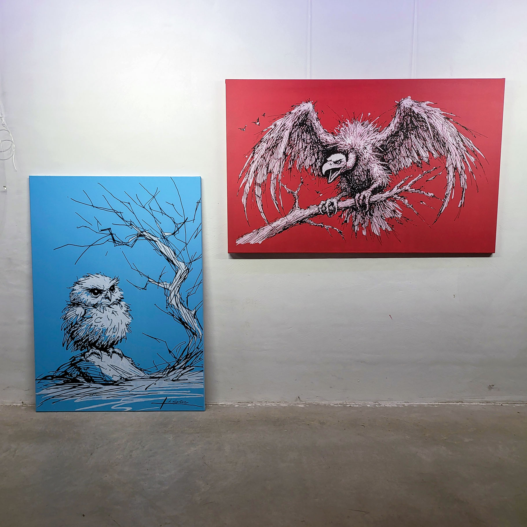 Entstehung von "BIG OWL IS WATCHING YOU", Künstler Martin Lingens, WILD SKETCHES Serie, Eule