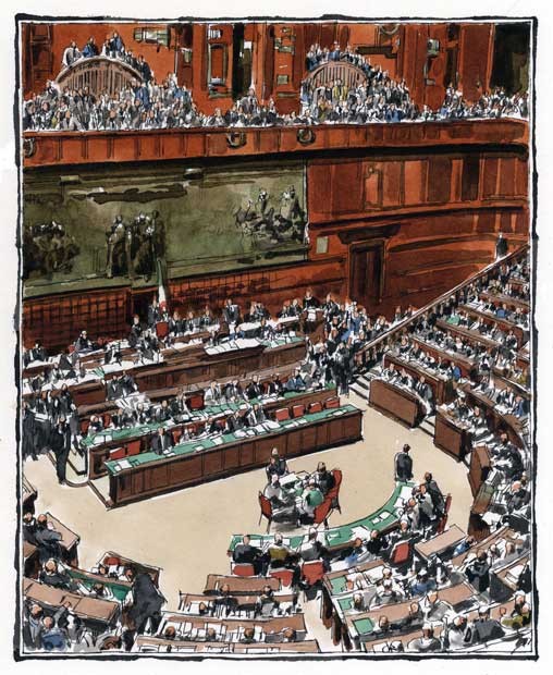 AULA DI MONTECITORIO, di A.Molino. Ink on paper, 2011