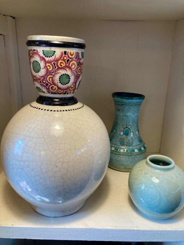 grand vase bouteille cachet Henri Chaumeil et vase Le Henaff