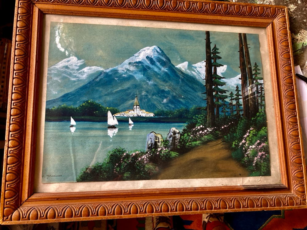 Gouache signée R. Blossier (1925-2013) 60x45 avec cadre 