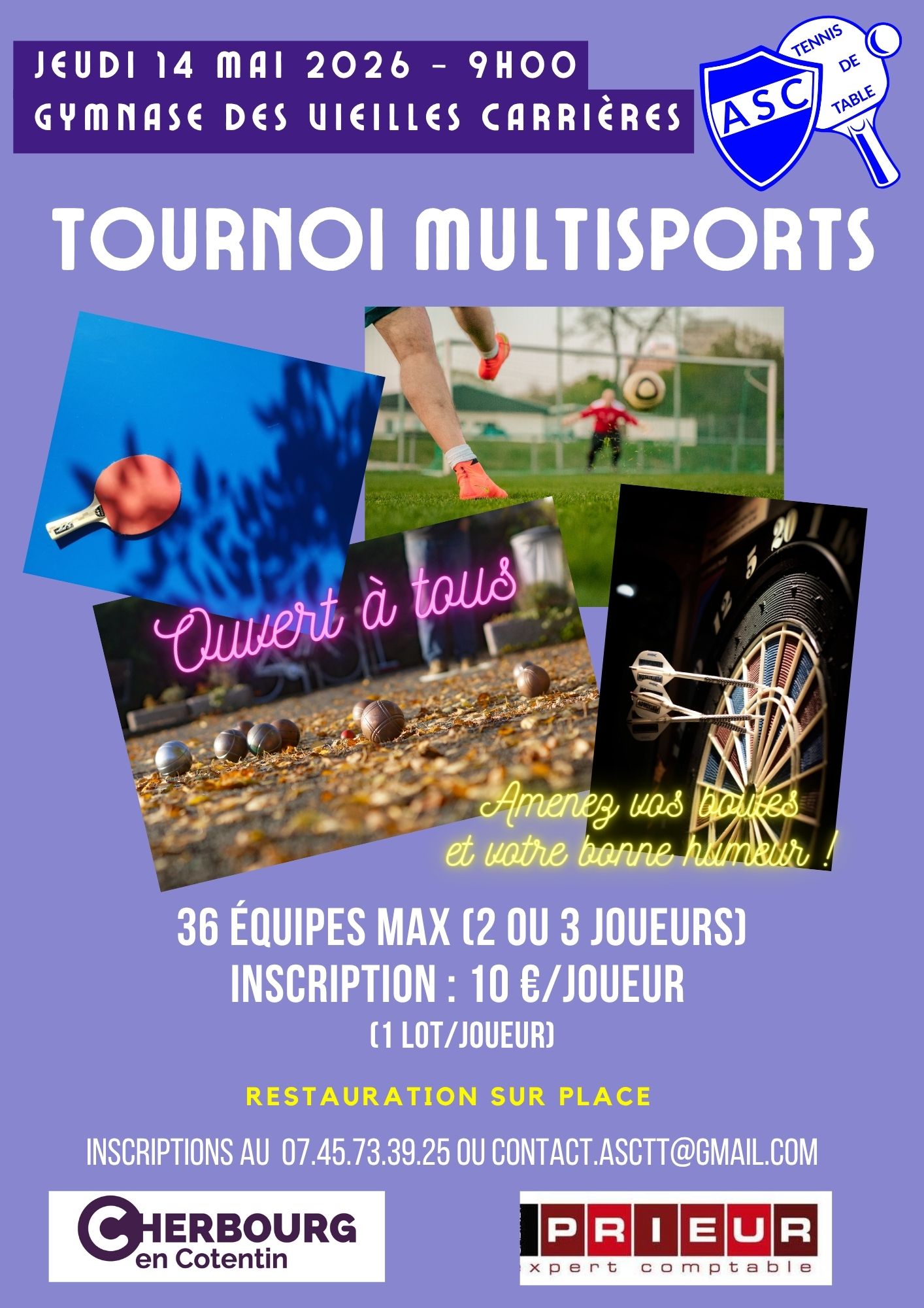 14/05/2026 : Ne tardez pas pour vous inscrire au tournoi multisports (cliquez pour plus d'infos)