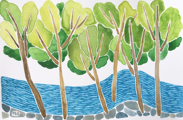 「沢の流れ」　Watercolor.　2018