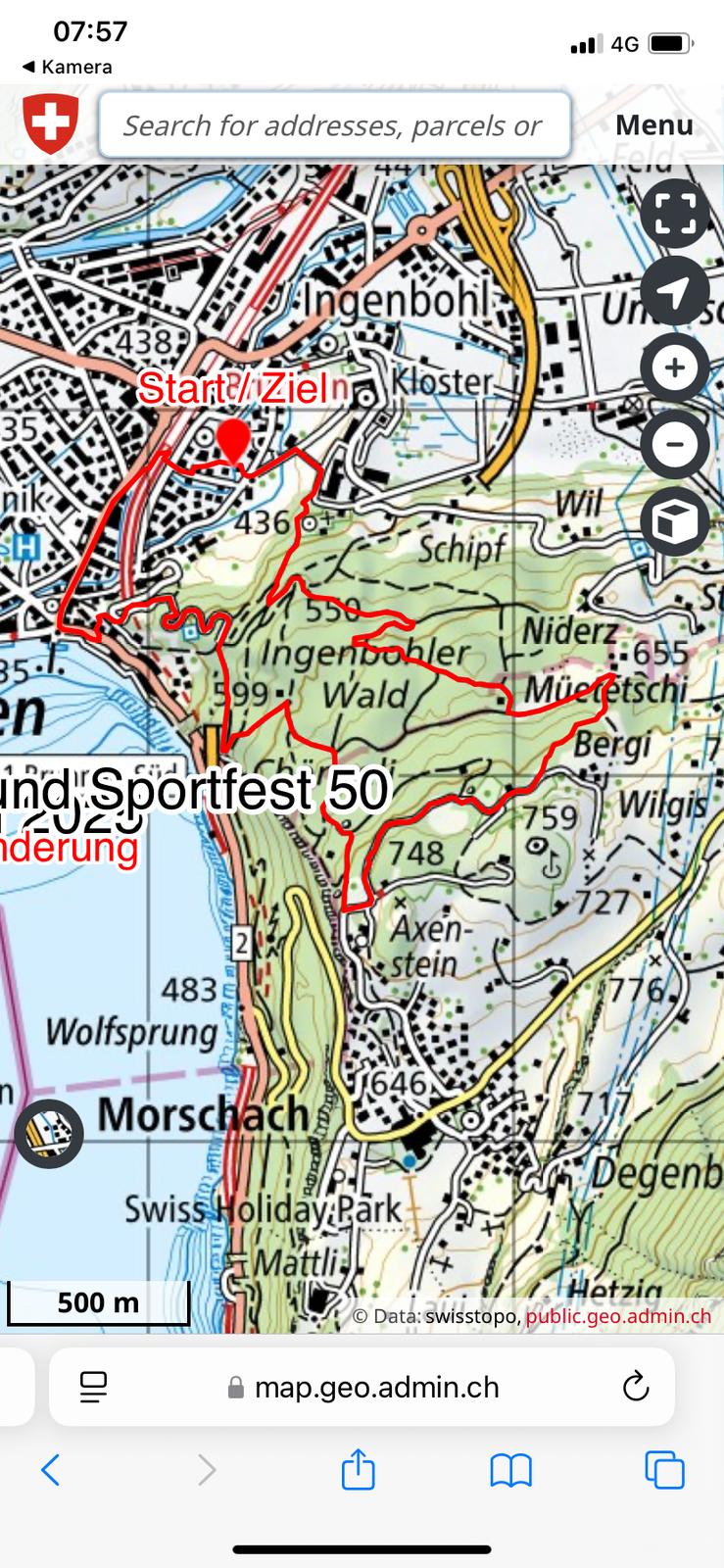 die Route für die Wanderer