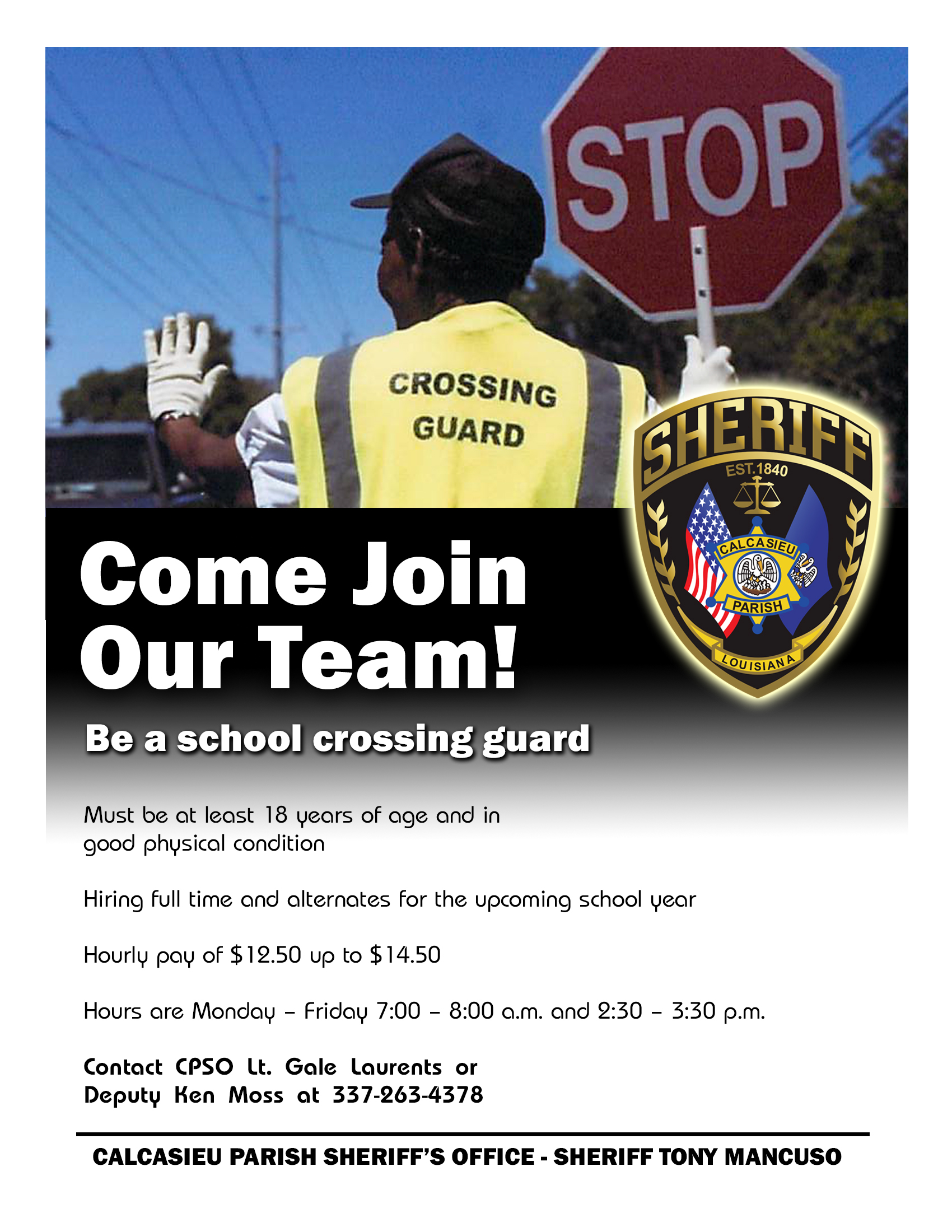school crossing guards Calcasieu Parish Sheriff's Office