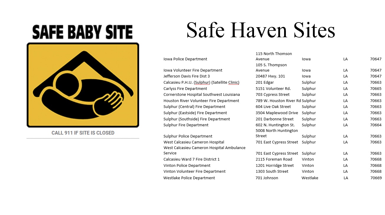 louisiana safe haven law information & sites Calcasieu Parish Sheriff