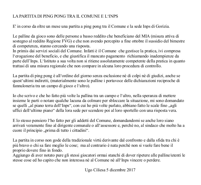 La MIA - Misura attiva di sostegno al reddito - Lettera di un ...