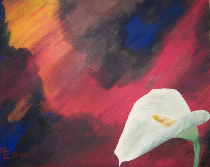 2012-05 Weiße Calla - Acryl auf Leinwandkarton - 40x50