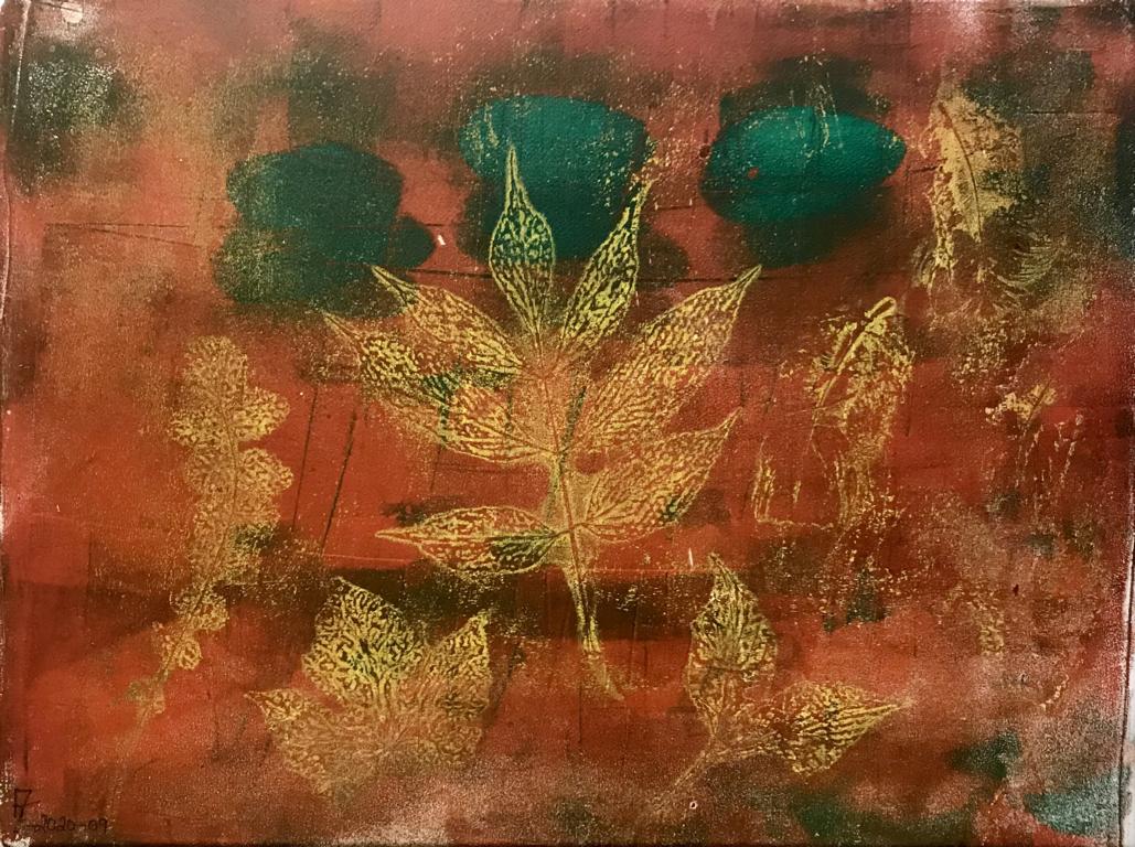 2020-09 Geldruck-Herbst I - Geldruck Acryl auf Leinwand - 40x30