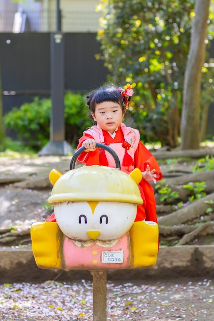 出張撮影　出張カメラマン　ロケーション撮影　春　七五三　鬼子母神堂　女性カメラマン　自然体