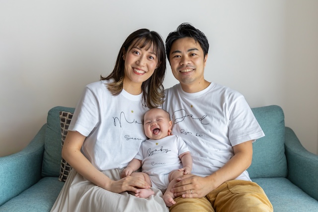出張撮影　出張カメラマン　ロケーション撮影　女性カメラマン　練馬区　光が丘　3ヶ月　家族写真　記念写真