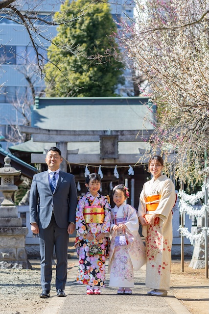 出張撮影　出張カメラマン　練馬区　光が丘　北野八幡神社　七五三　女性カメラマン　自然体