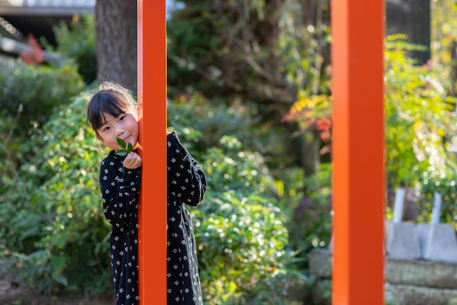 新倉氷川八幡神社　お宮参り　出張撮影　家族写真　出張カメラマン　女性カメラマン　写真台紙