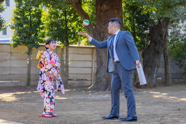 出張撮影　出張カメラマン　練馬区　光が丘　北野八幡神社　七五三　女性カメラマン　自然体