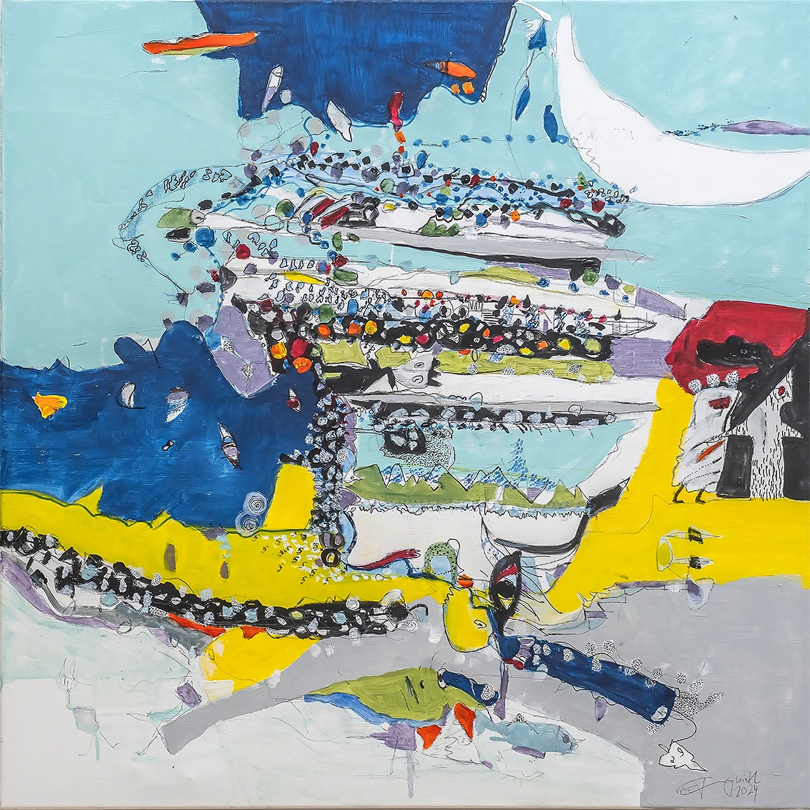 weißer mond, acryl auf leinwand, 80x80 cm
