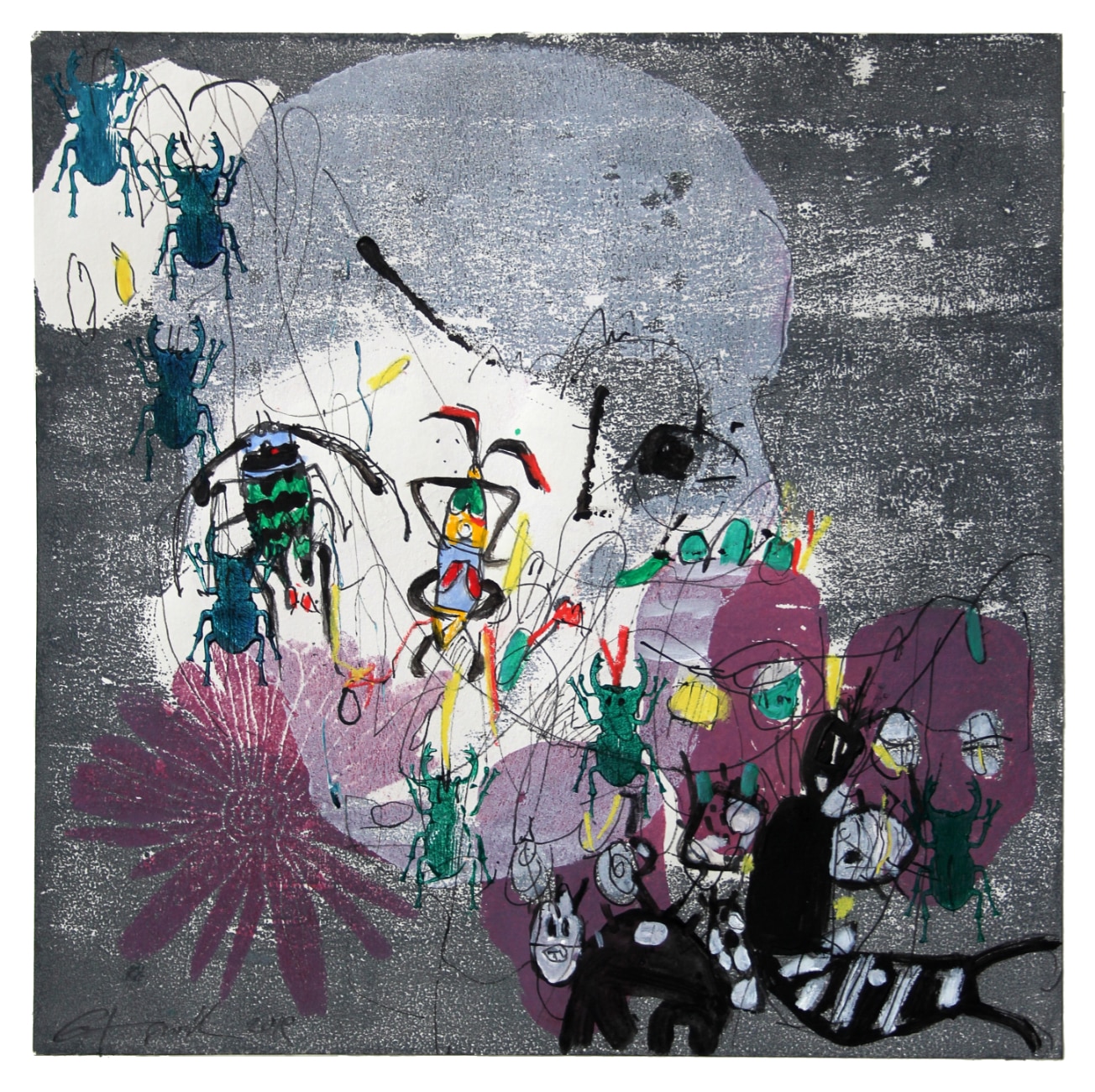 bunter tod I, 40x40 cm