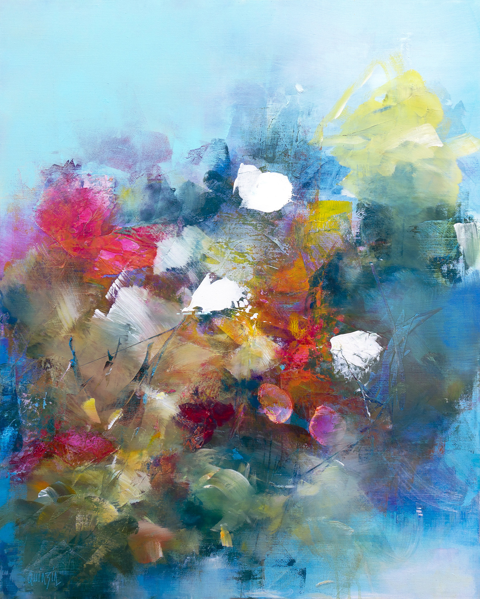 "Butterfly season" technique mixte sur toile 73 x 92 cm Disponible