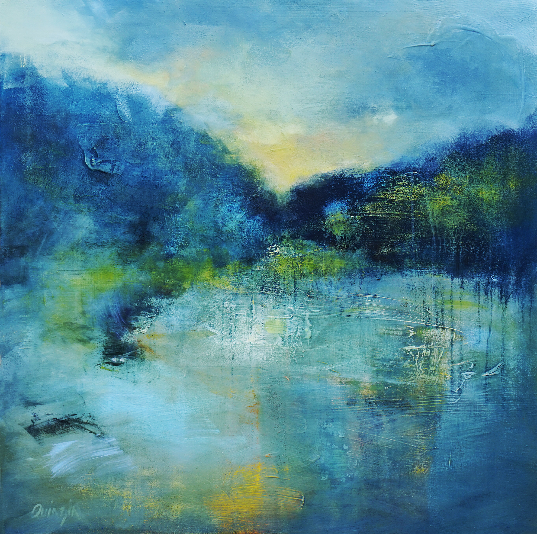 "Dés l'aube" Technique mixte sur toile  100 x 100 cm VENDUE