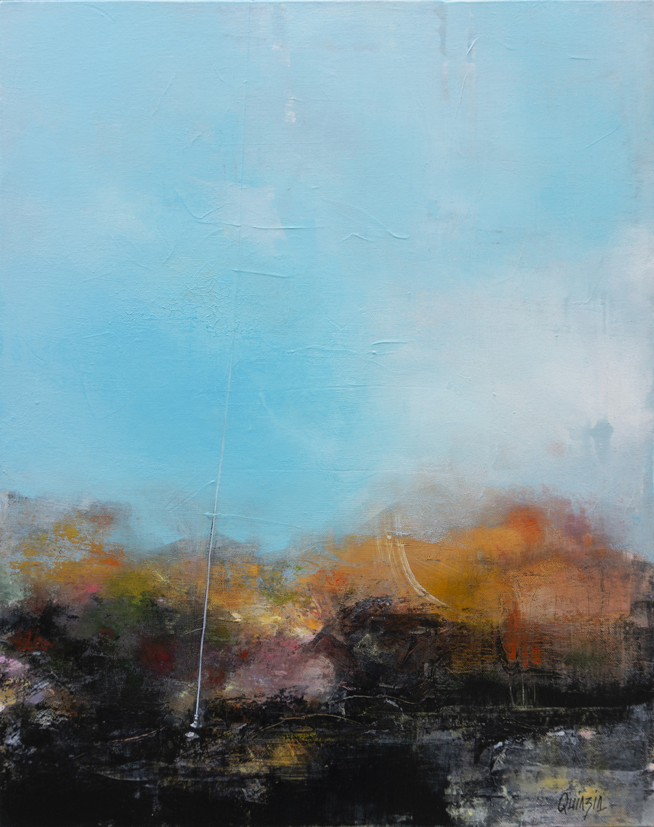 "Accrocher le ciel", technique mixte sur toile 50 x 65 x3 cm, disponible