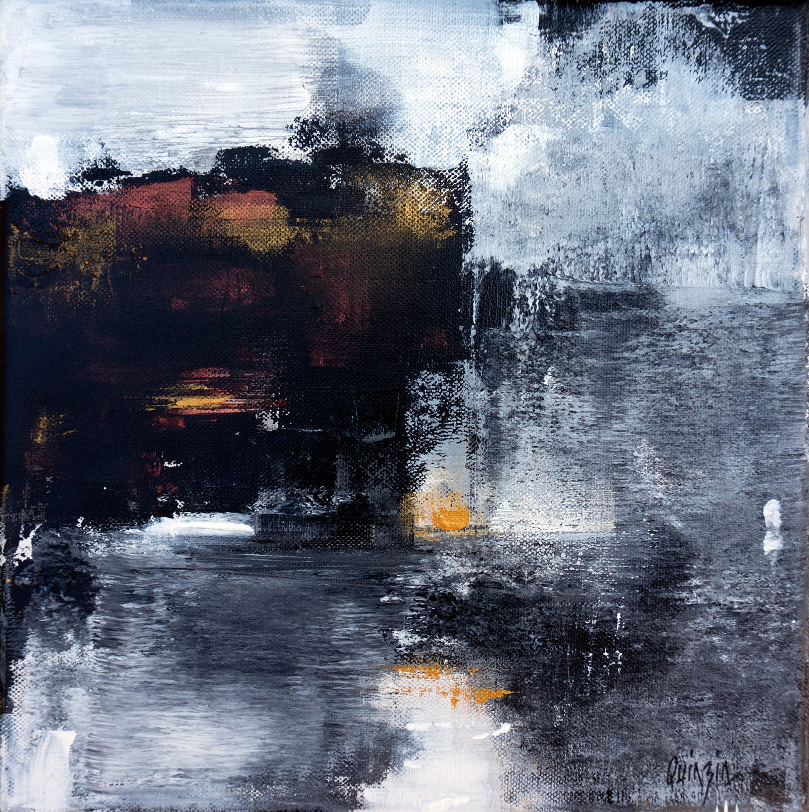 Le passage #2  peinture acrylique sur toile 30 x 30 x 4 VENDUE