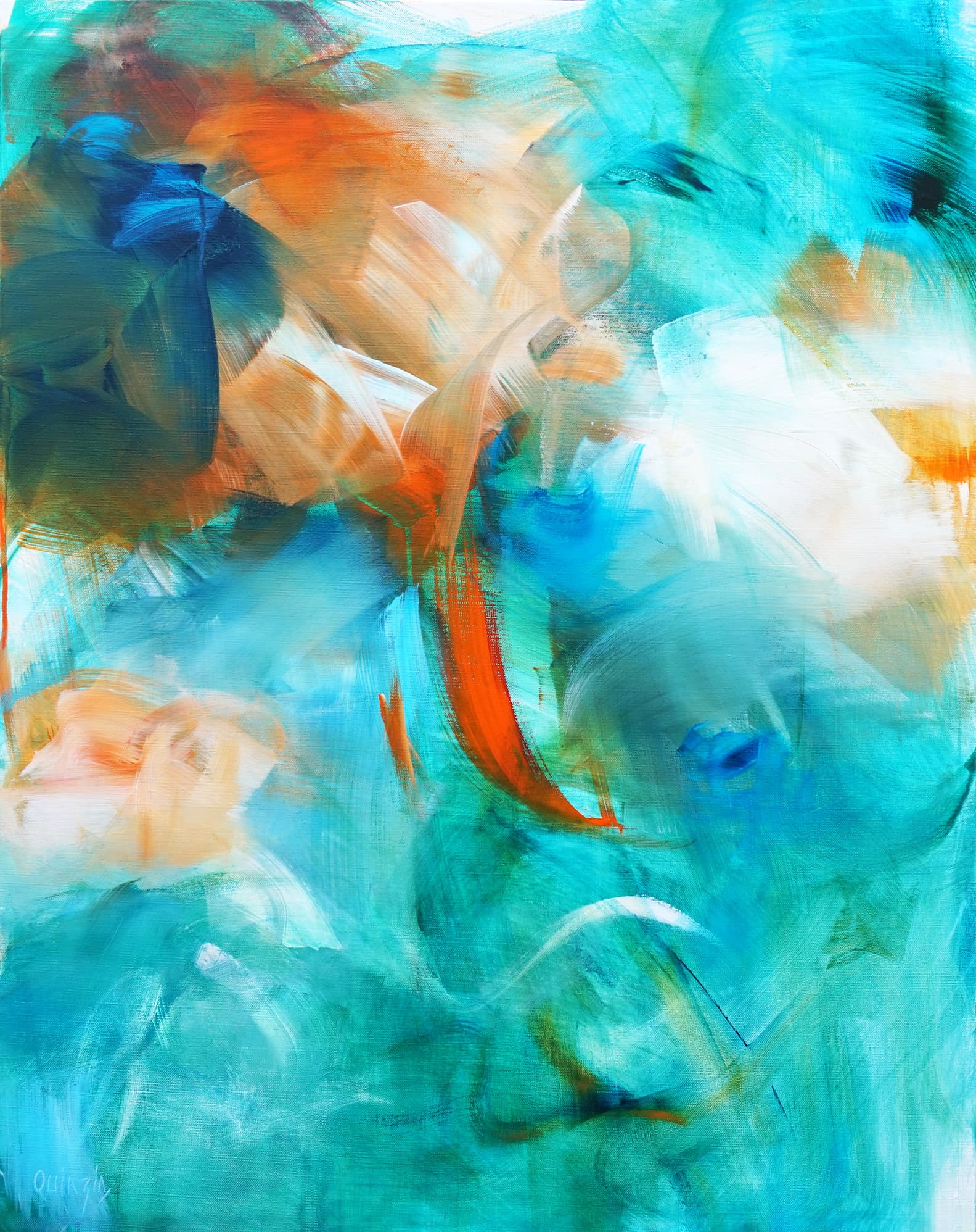 "Blooming color" peinture acrylique et marqueurs sur toile 92 x 73, disponible