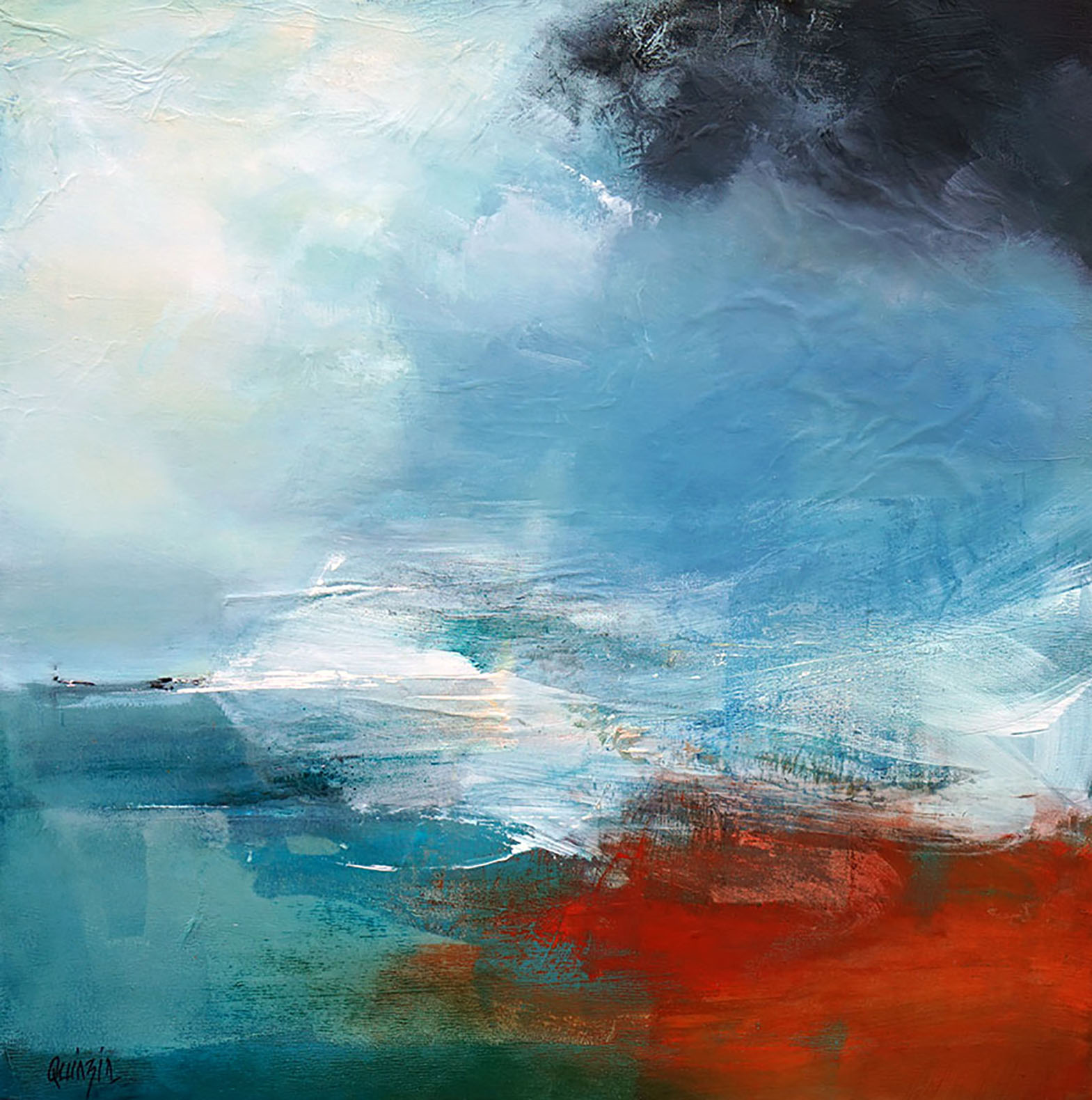"Le temps change" acrylique, collage et pigments sur toile 60 x 60 cm VENDUE