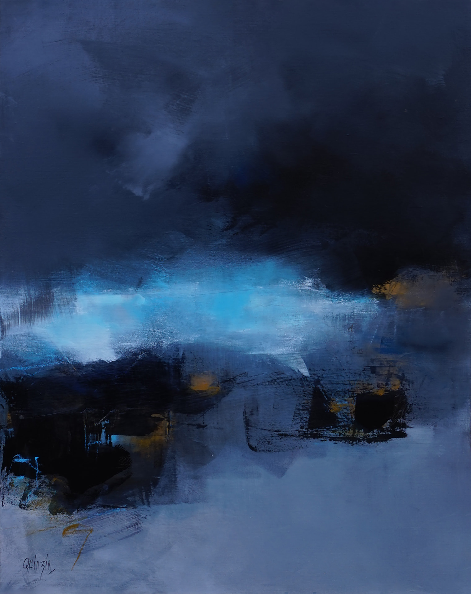 "Percée" Acrylique et pastels à l'huile sur toile 73 x 92 cm Disponible