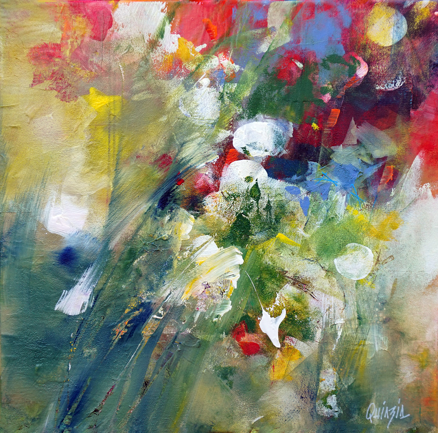 "Morceau de jardin #2 - Du vent dans les tiges" 40 x 40 x 1 cm Disponible